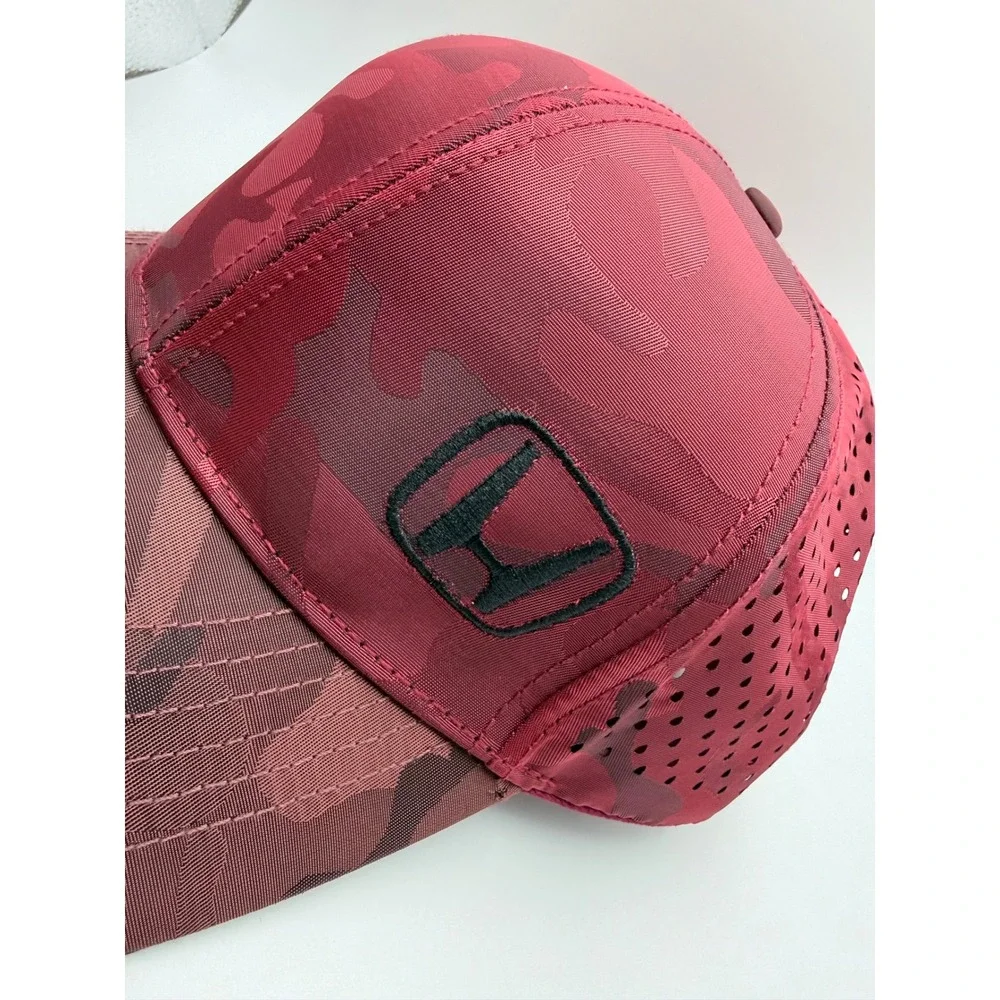Honda Performance Burgundy Red Camo Hat Adjustable Perforated Racing Cap